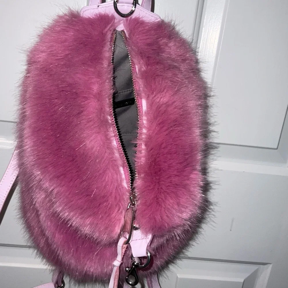 Rebecca Minkoff Pink Faux Fur Backpack